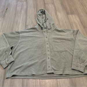 American eagle green crop hoodie shacket